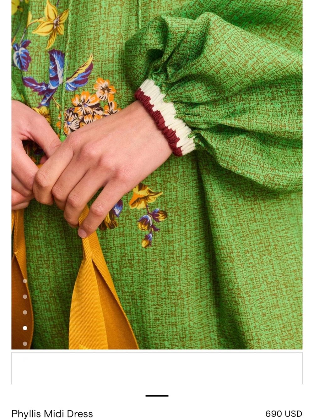 Alemais Green Floral midi Dress with Tassel Tie - Picture 7 of 8